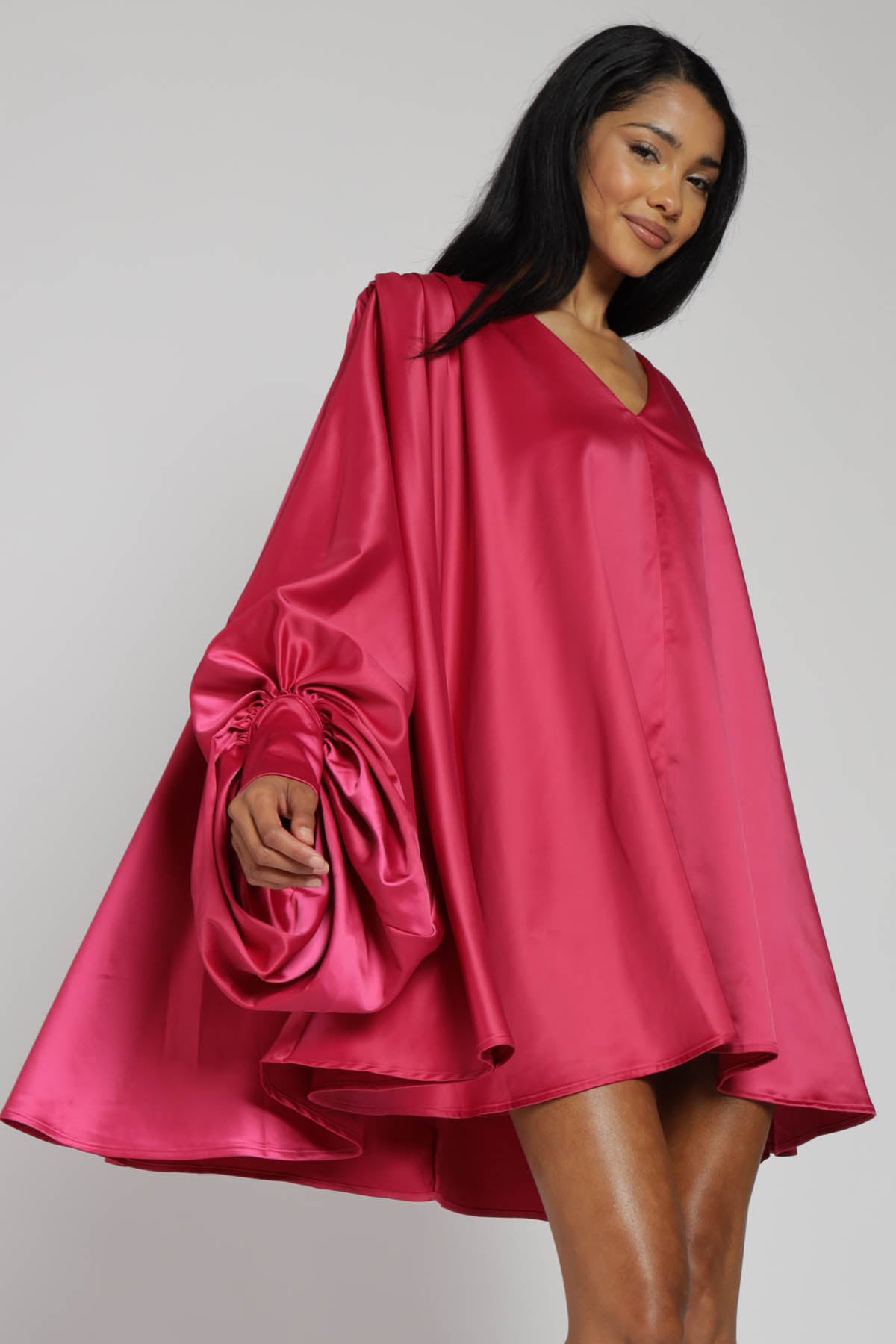 Vivienne Bishop Sleeve Satin Mini Dress