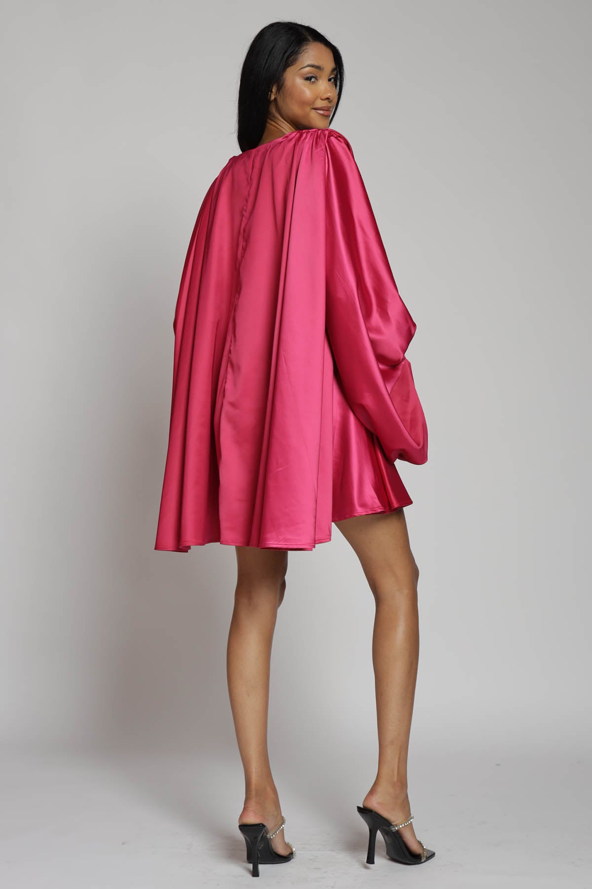 Vivienne Bishop Sleeve Satin Mini Dress