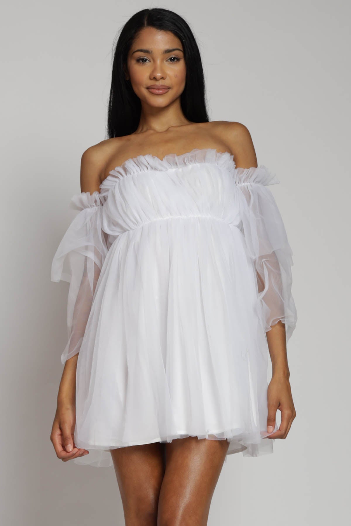 Persephone Off Shoulder Tulle Mini Dress