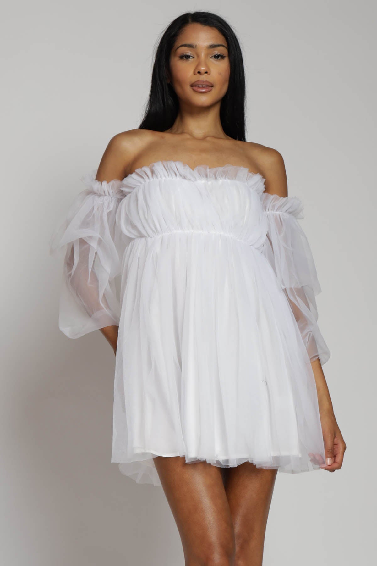 Persephone Off Shoulder Tulle Mini Dress