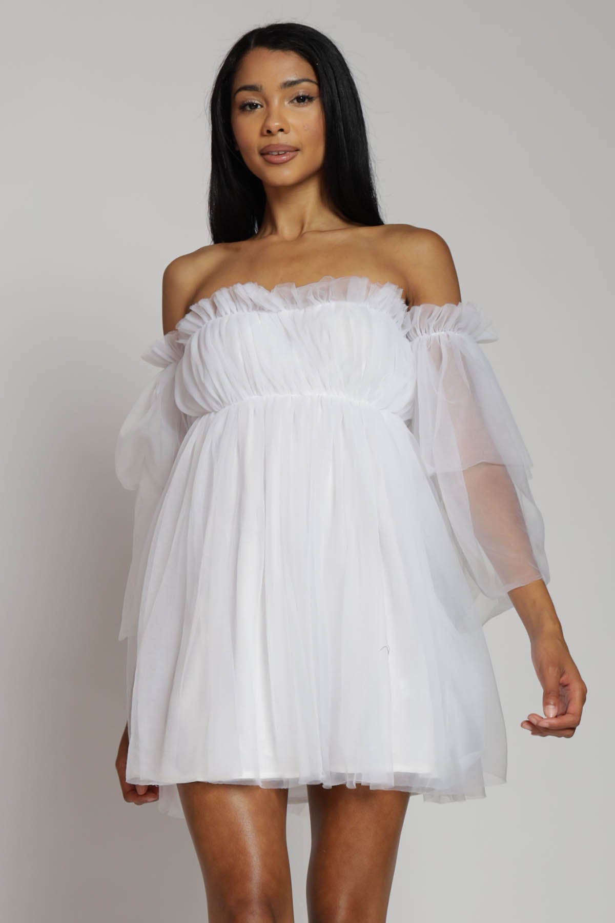 Persephone Off Shoulder Tulle Mini Dress