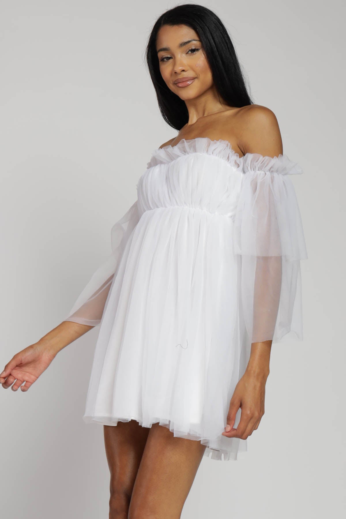 Persephone Off Shoulder Tulle Mini Dress