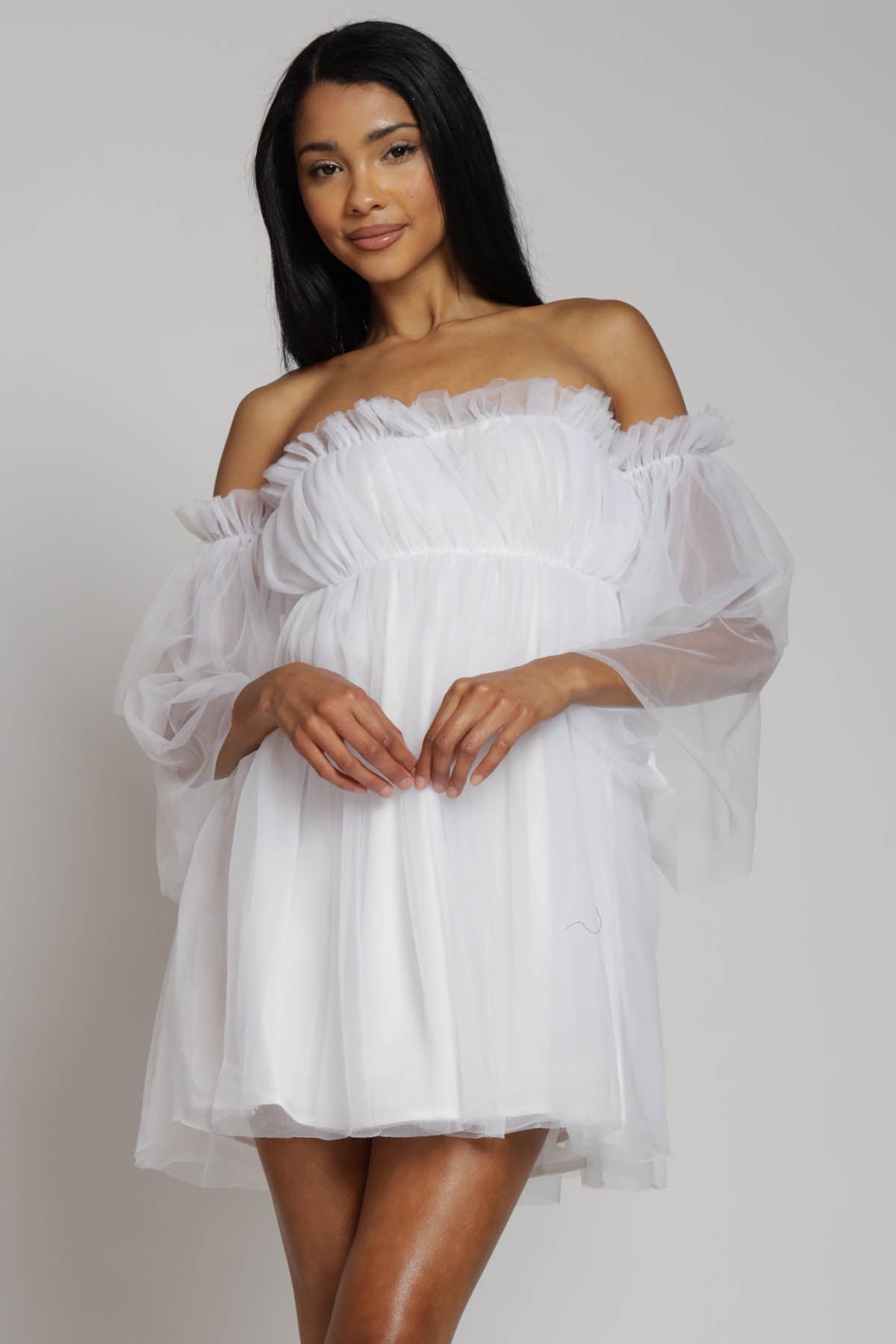 Persephone Off Shoulder Tulle Mini Dress