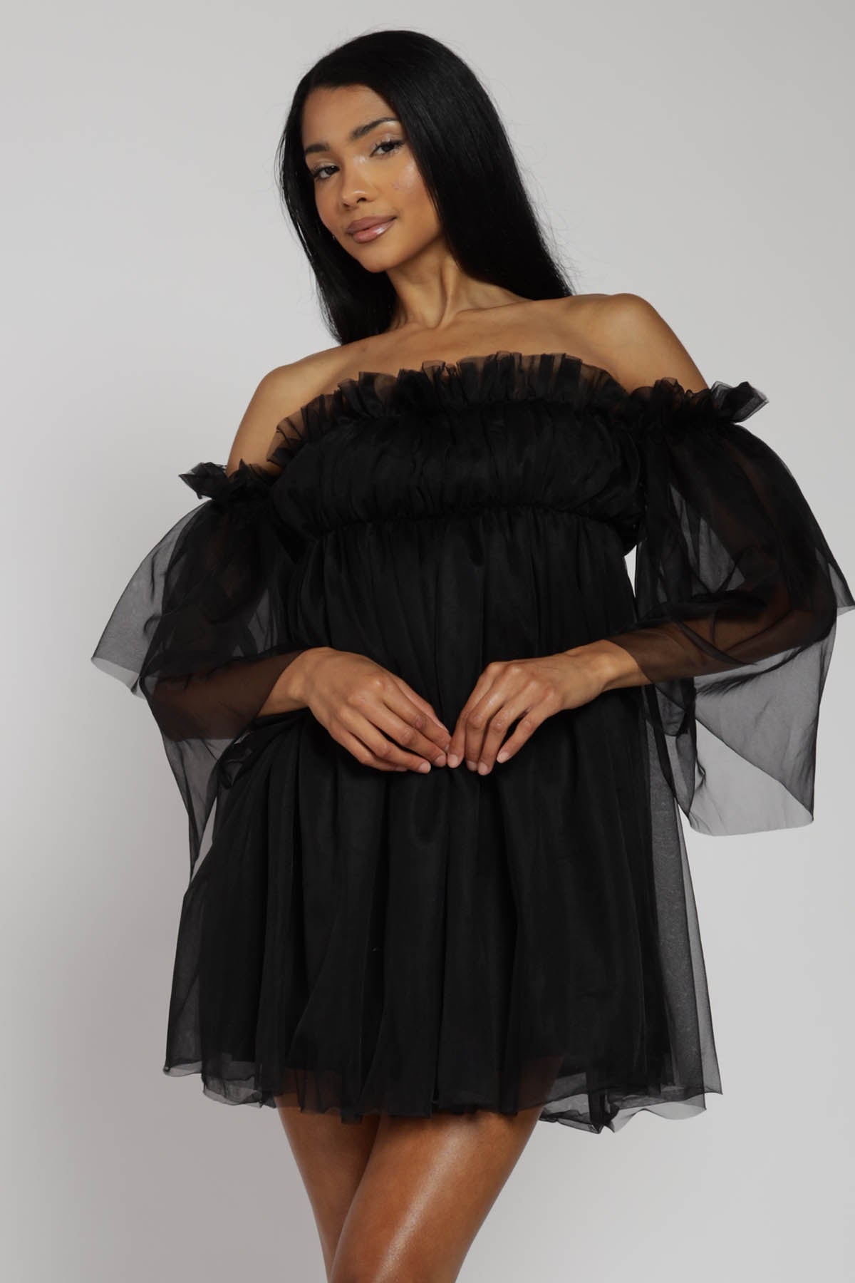 Persephone Off Shoulder Tulle Mini Dress