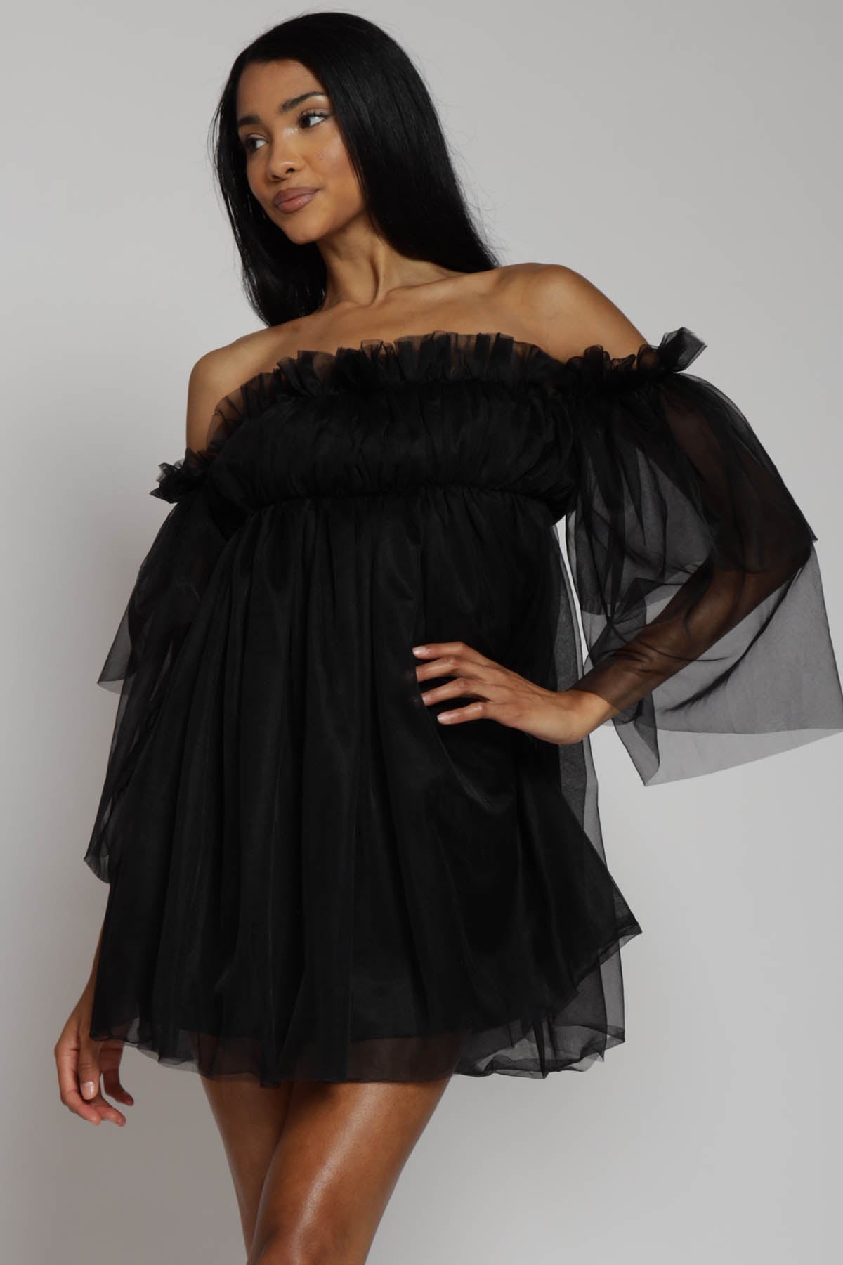 Persephone Off Shoulder Tulle Mini Dress