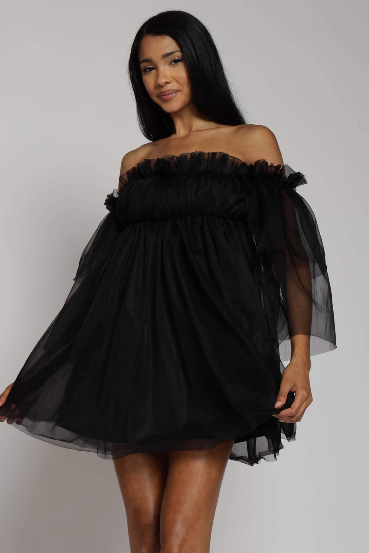 Persephone Off Shoulder Tulle Mini Dress