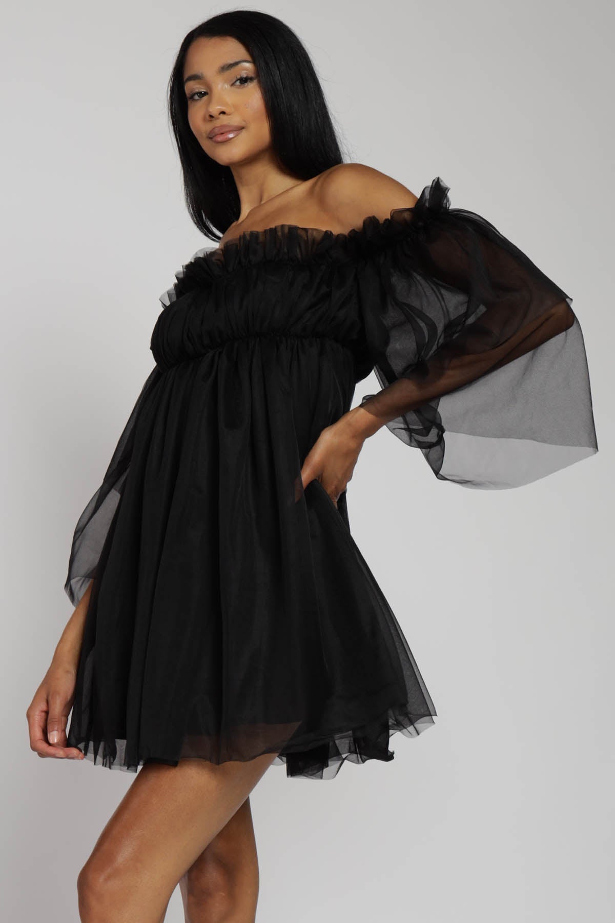 Persephone Off Shoulder Tulle Mini Dress