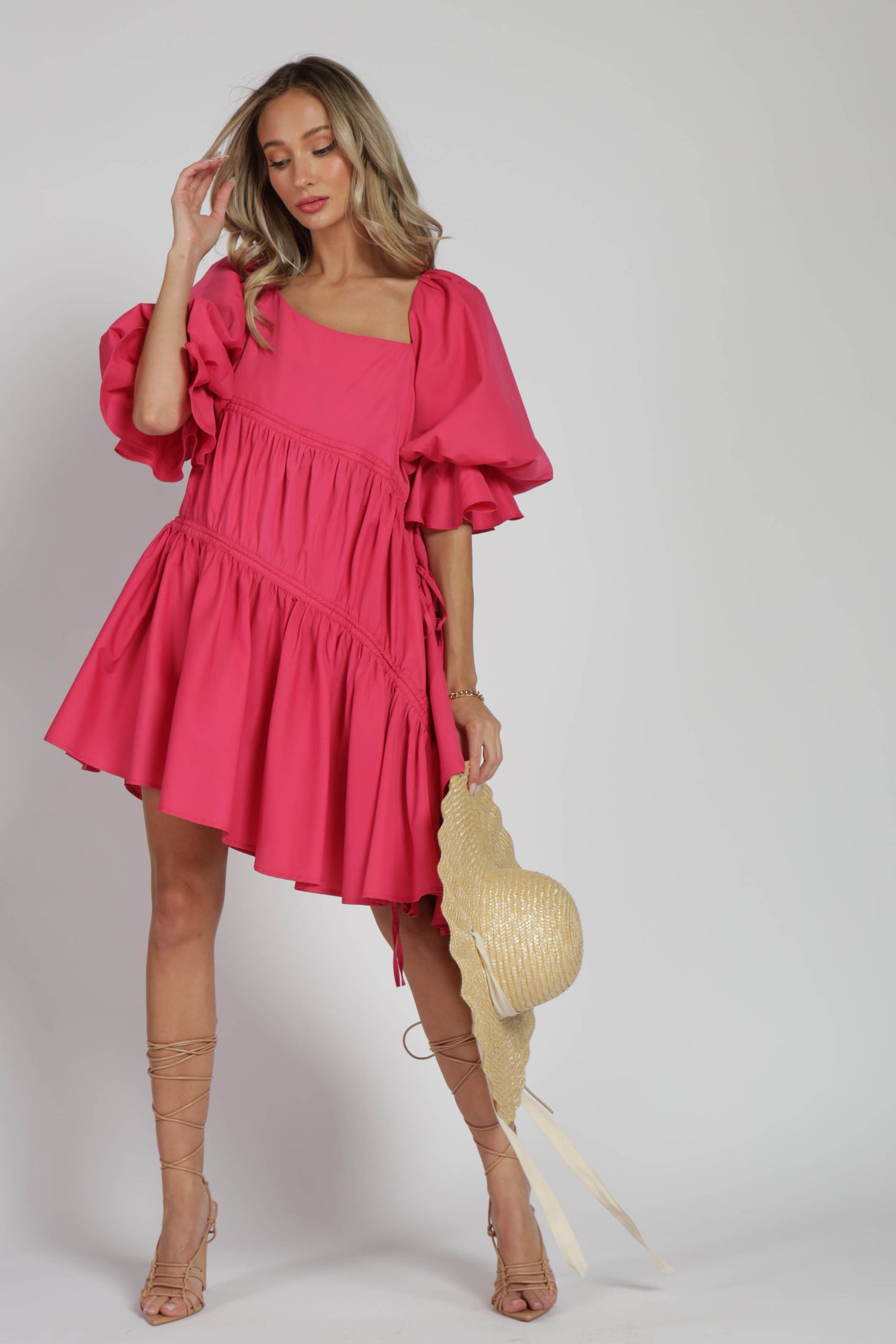 Debbie Asymmetrical Tiered Ruffle Dress