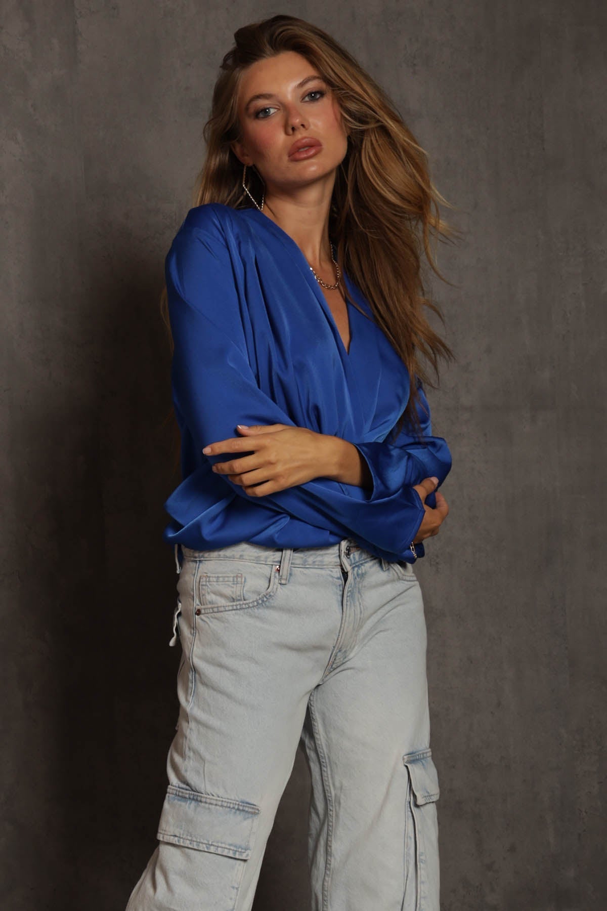 Annalise Satin Wrap Blouse