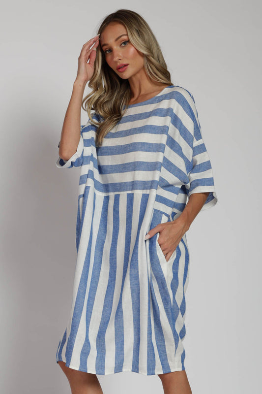 Iggy Striped Linen Midi Dress