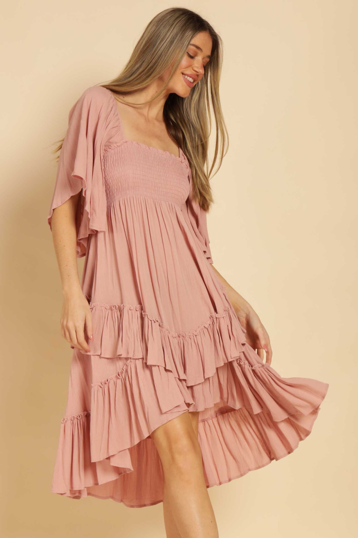 Marilynn Gauze Ruffle Dress