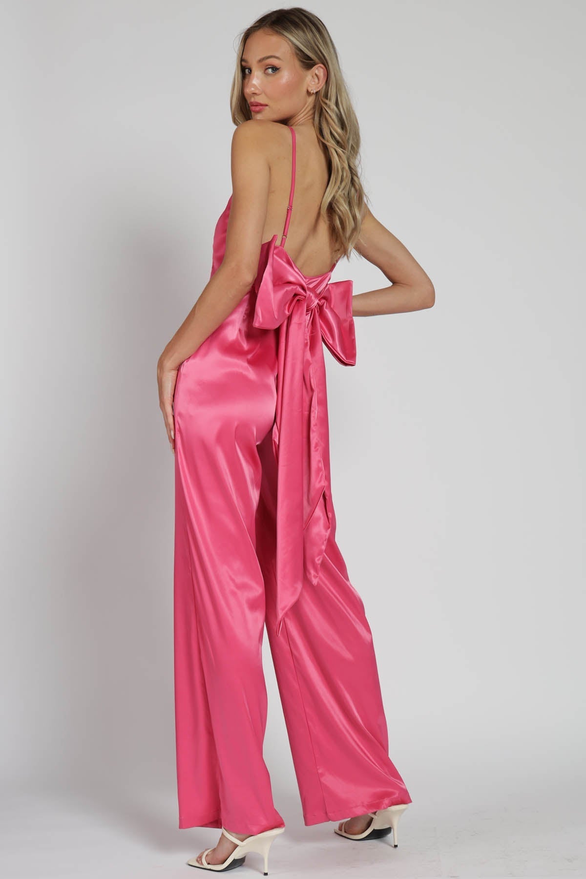 Nicoletta Satin  Bow Jumpsuit