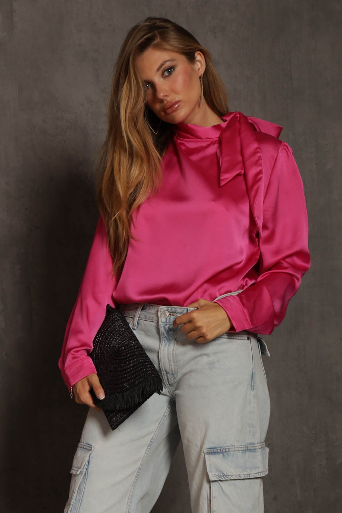 Millie Satin Neck Tie Blouse