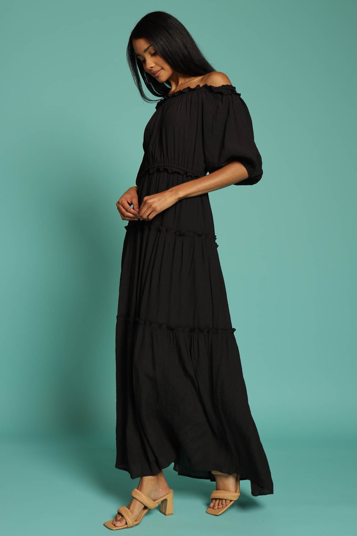 In The Fields Off Shoulder Maxi Dress