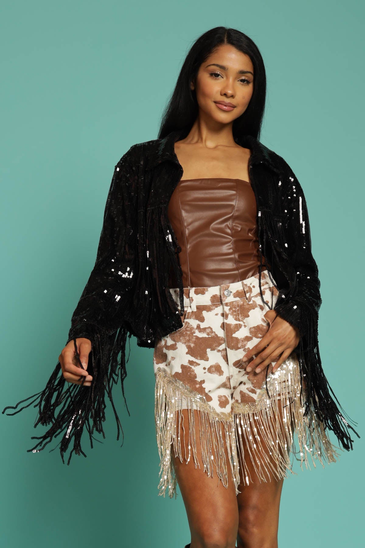 Elaine Sequin Fringe Jacket