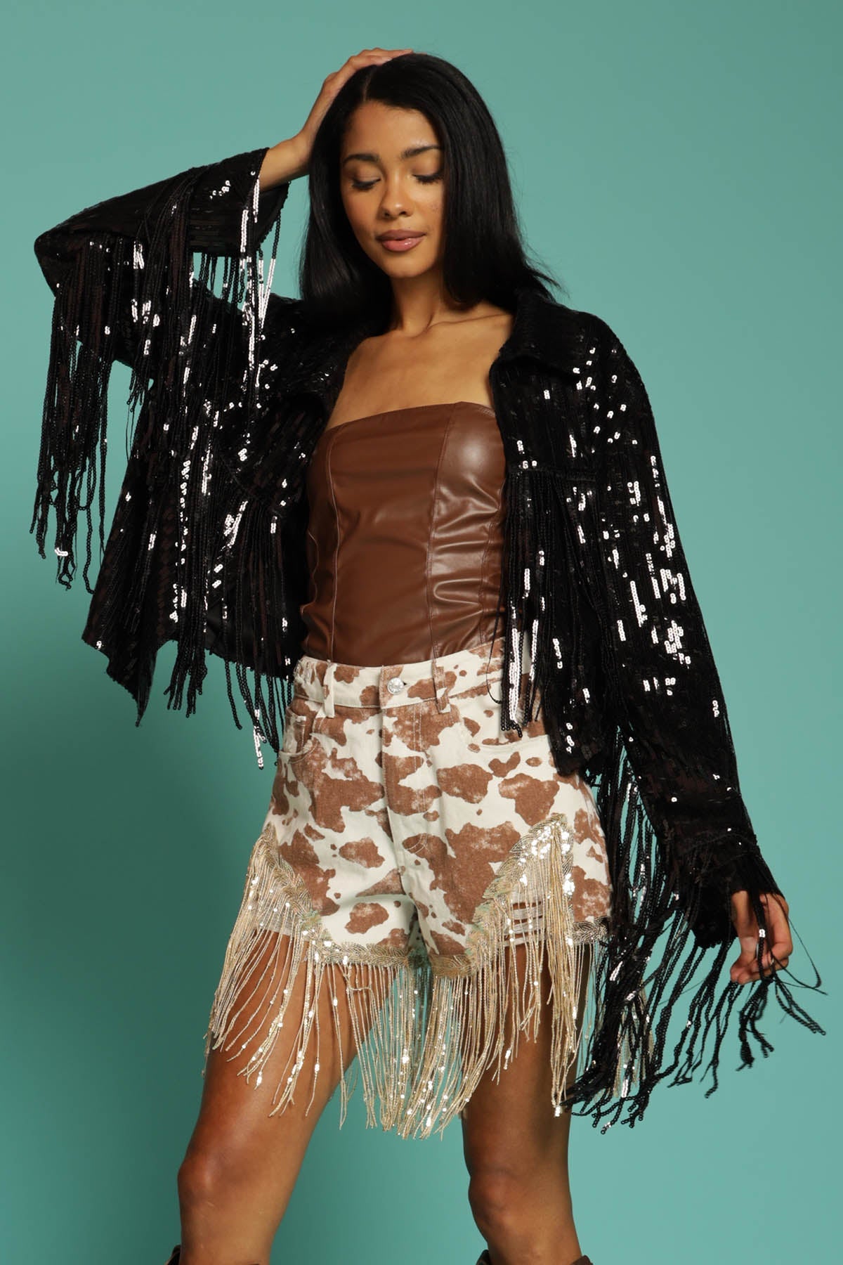 Elaine Sequin Fringe Jacket