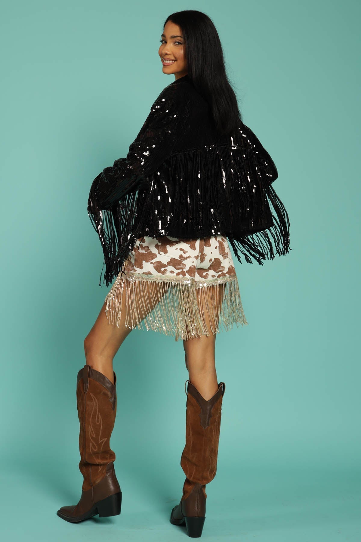 Elaine Sequin Fringe Jacket