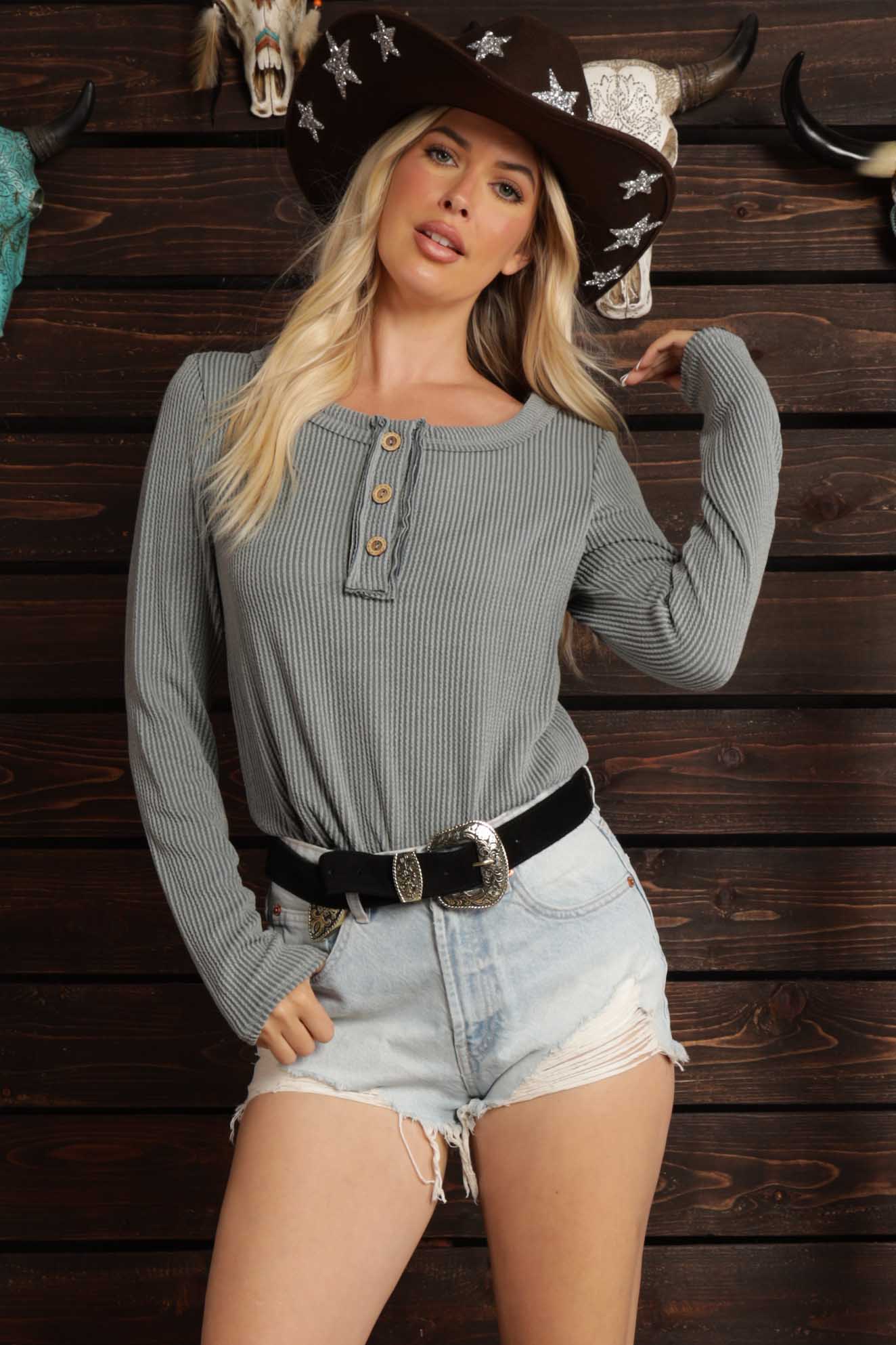 Henley Textured Top