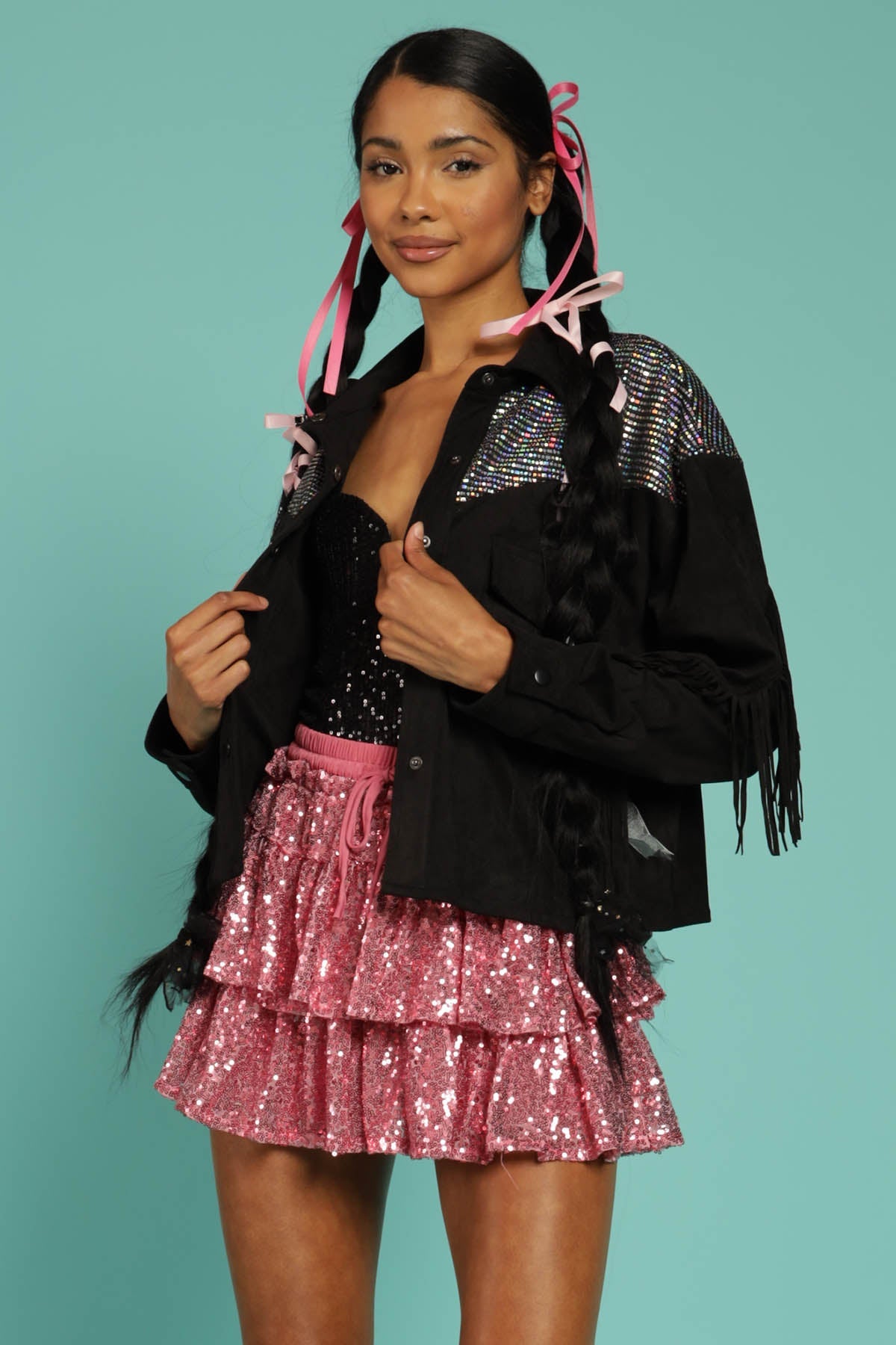 Yolanda Iridescent Fringe Jacket