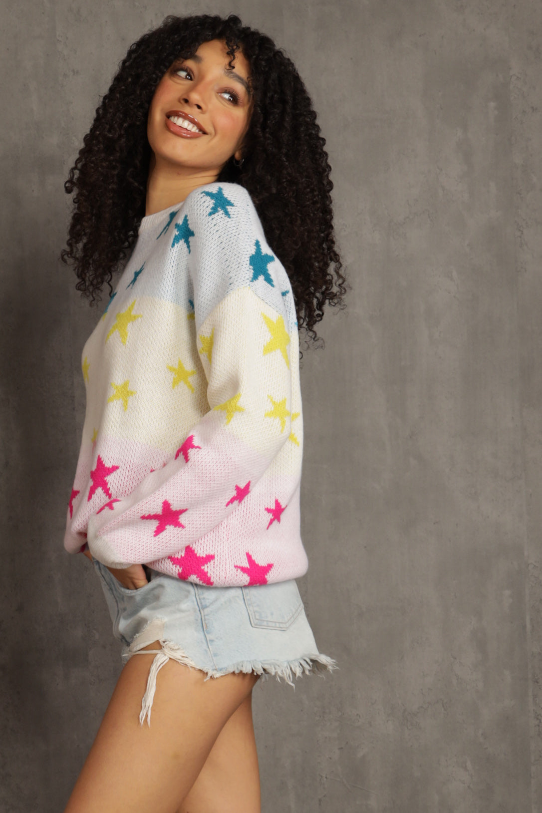 Asana Rainbow Star Print Sweater