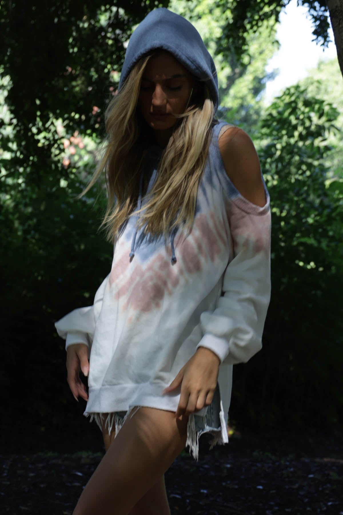 Cormac Cold Shoulder Tie Dye Hoodie