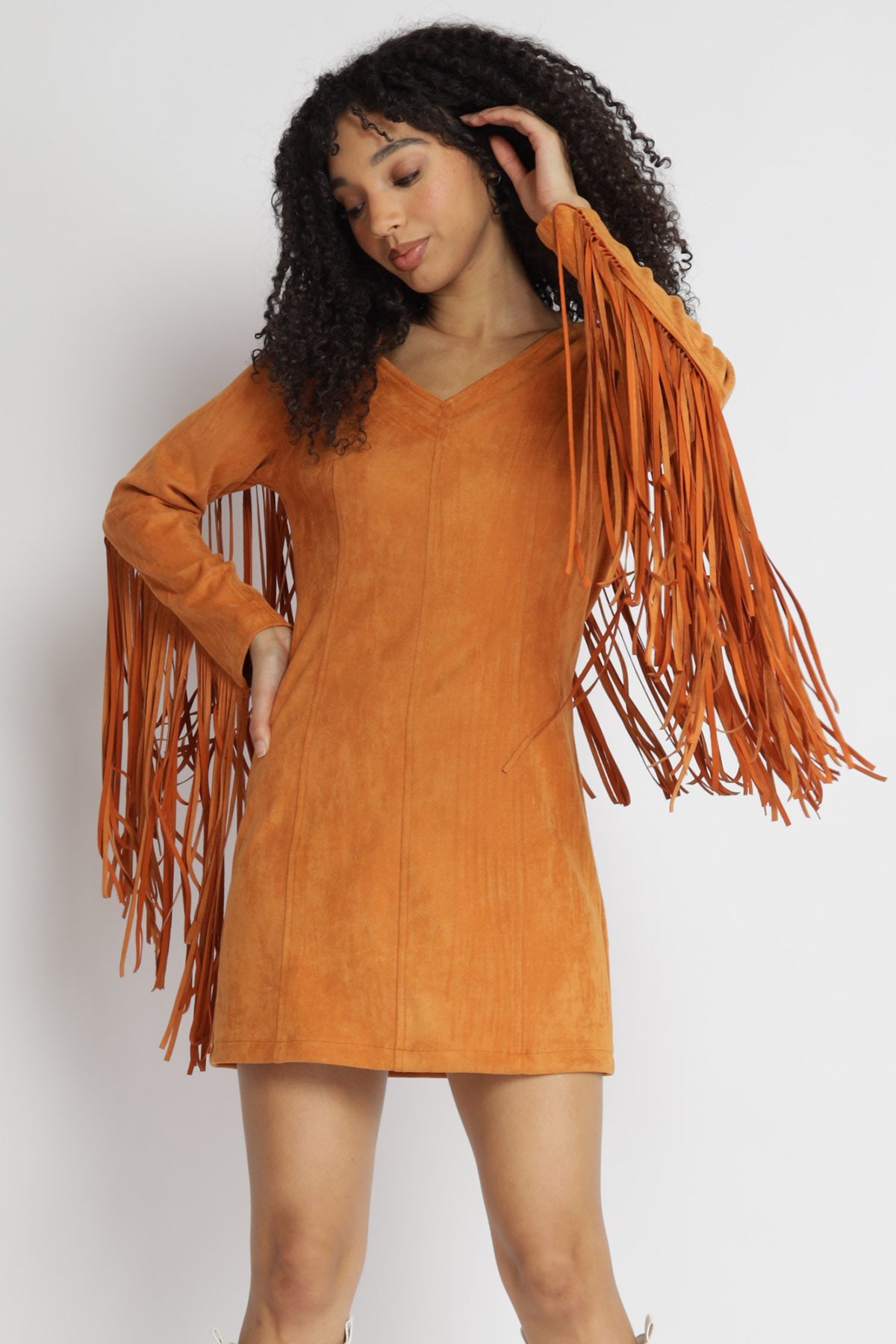 Nia Suede Fringe Dress