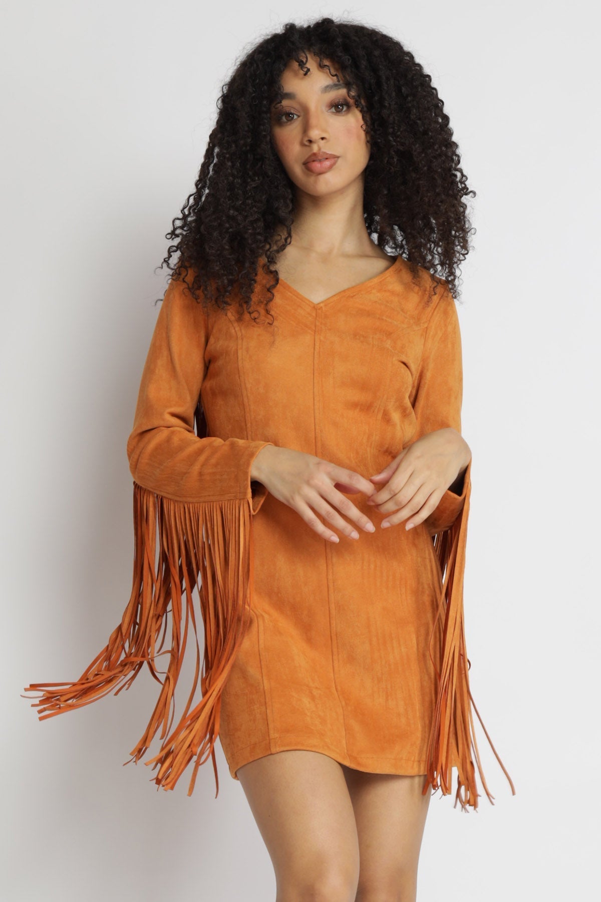 Nia Suede Fringe Dress