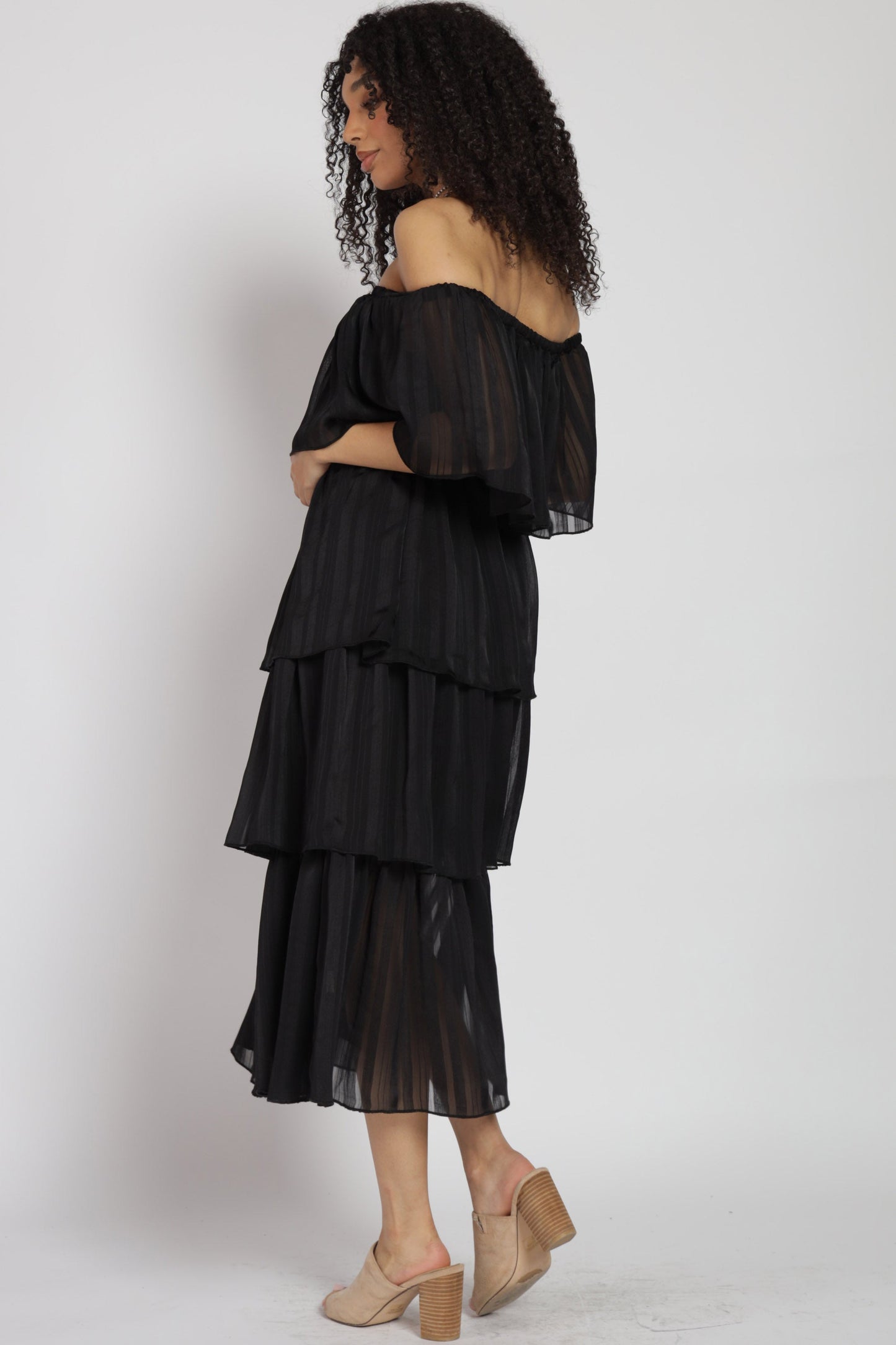 Gabriella Tiered Off Shoulder Midi Dress