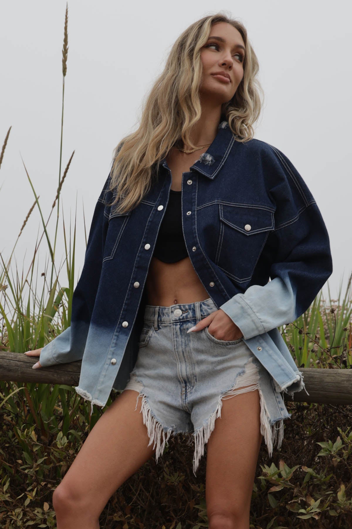 Ryleigh Dip Dye Rock and Roll Denim Jacket