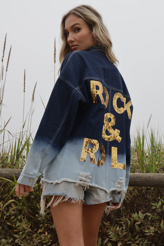 Ryleigh Dip Dye Rock and Roll Denim Jacket