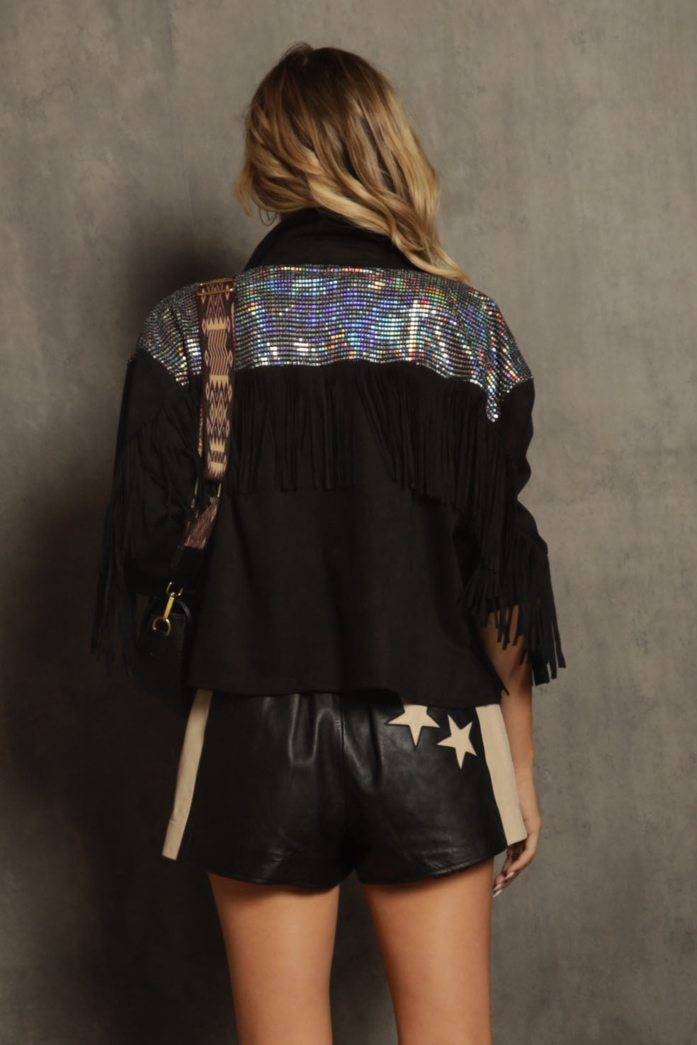 Layla Embellished yoke fringe jacket