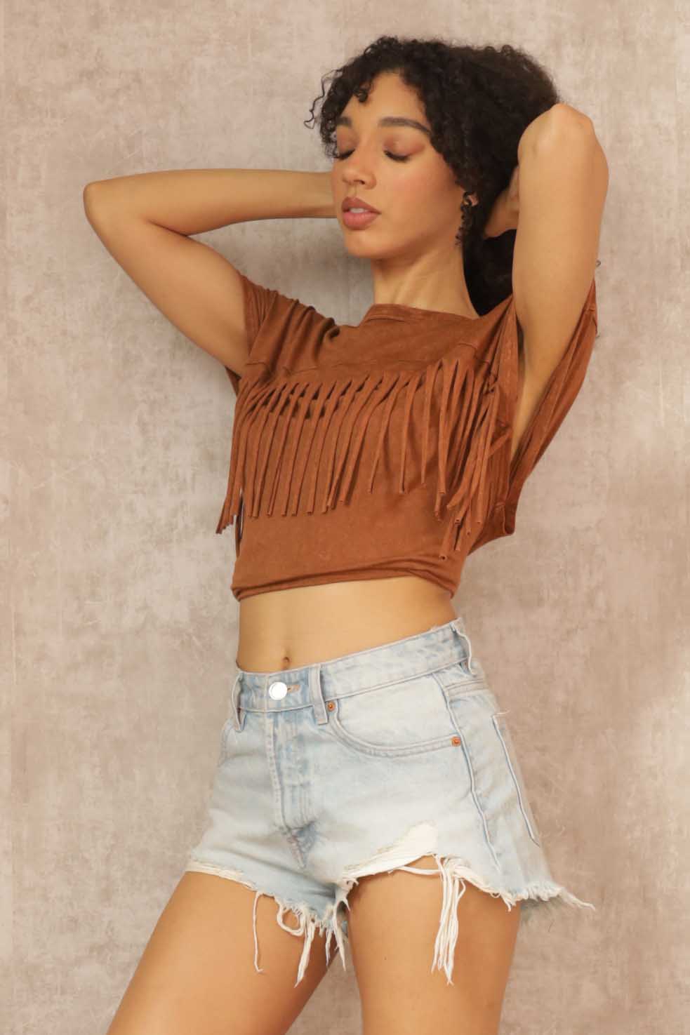 Sammy Fringe Mineral Dyed Top