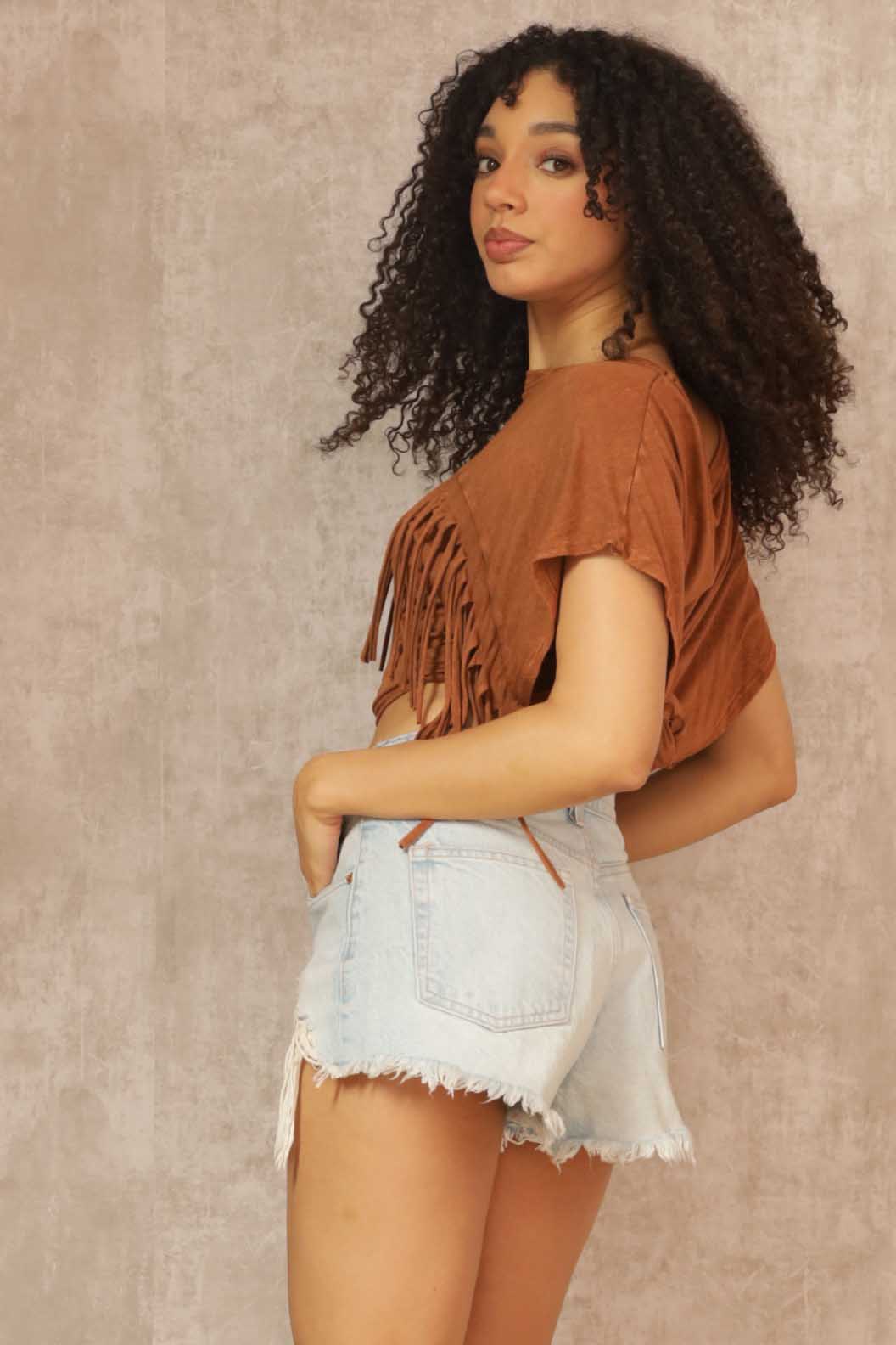 Sammy Fringe Mineral Dyed Top