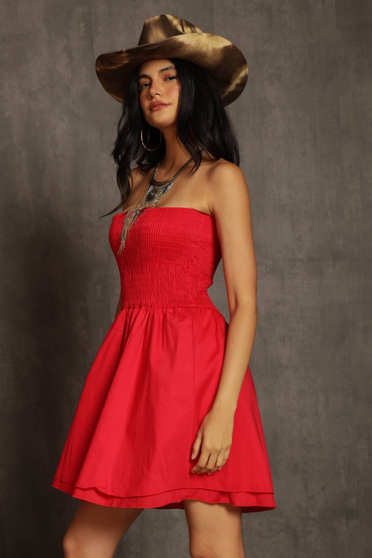 Bora Smocked Strapless Dress