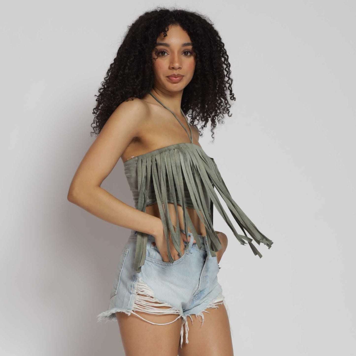 Penelope Fringe  Halter Crop Top