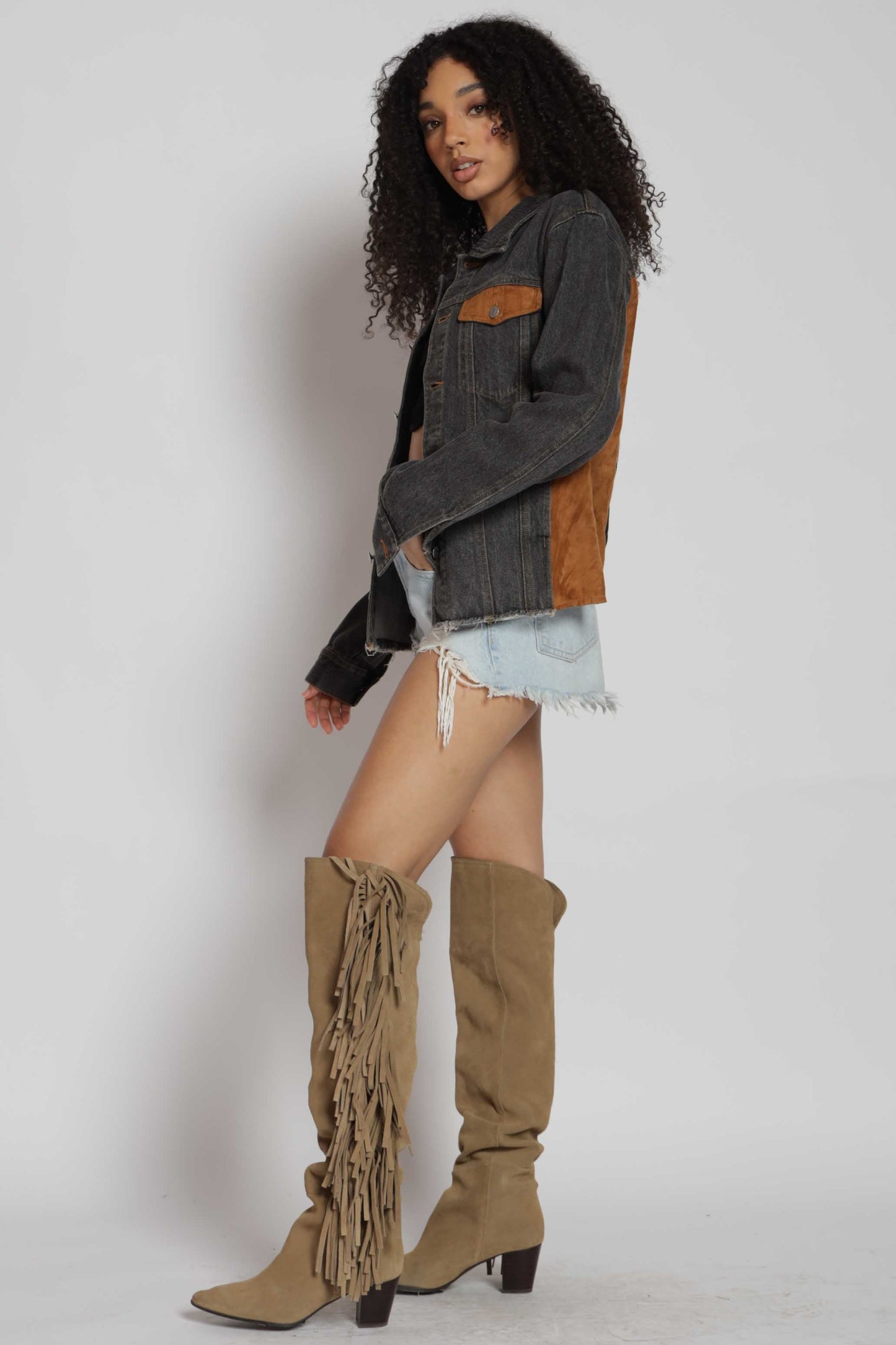 Saddle Up Tribal Print Denim Jacket