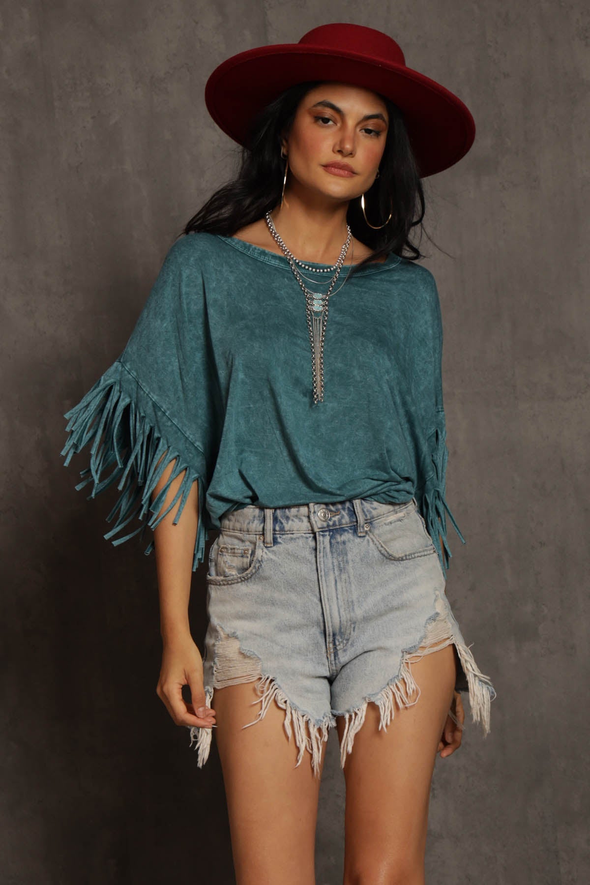 Mattea Mineral Wash Fringe Top