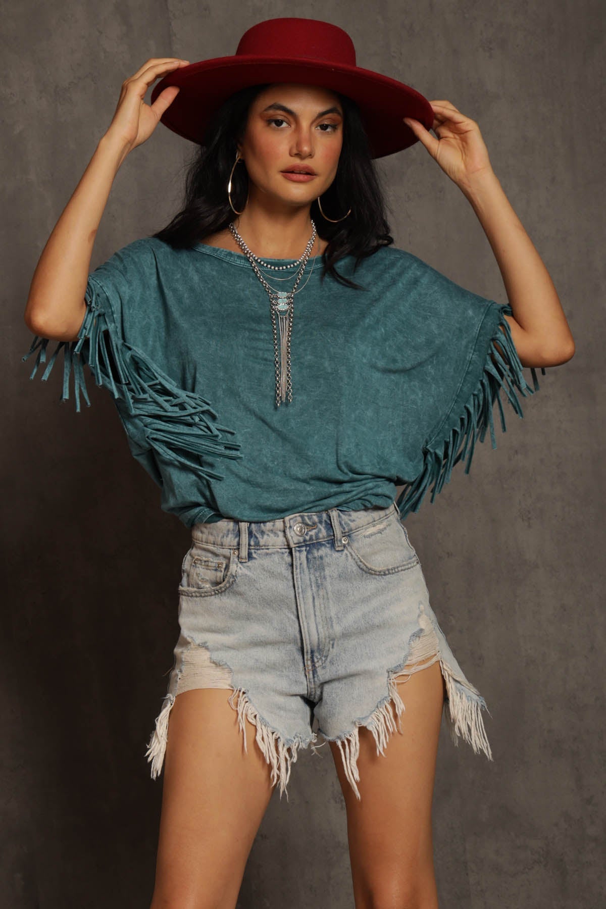 Mattea Mineral Wash Fringe Top