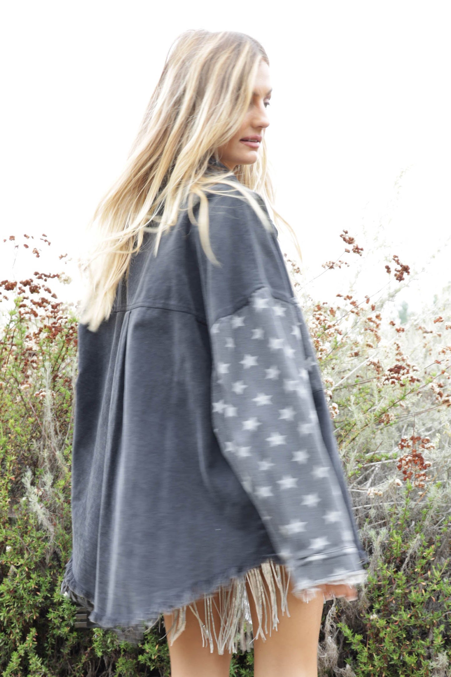 Mina Star Print Denim Shacket