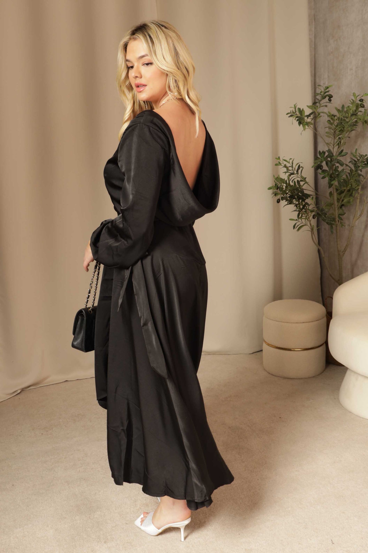 Yuma Satin Wrap Maxi Dress