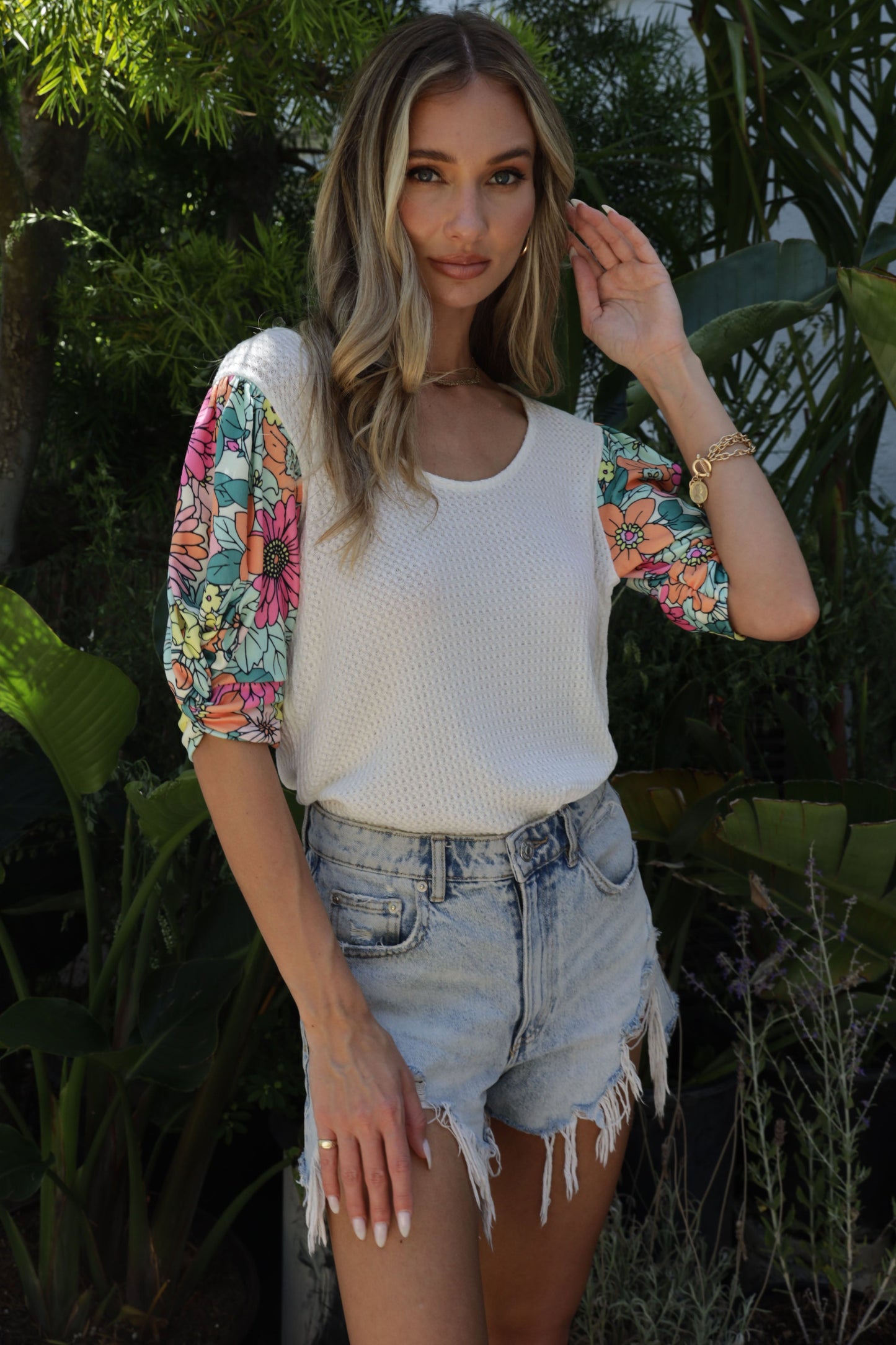 Flower Power Puff Sleeve Top