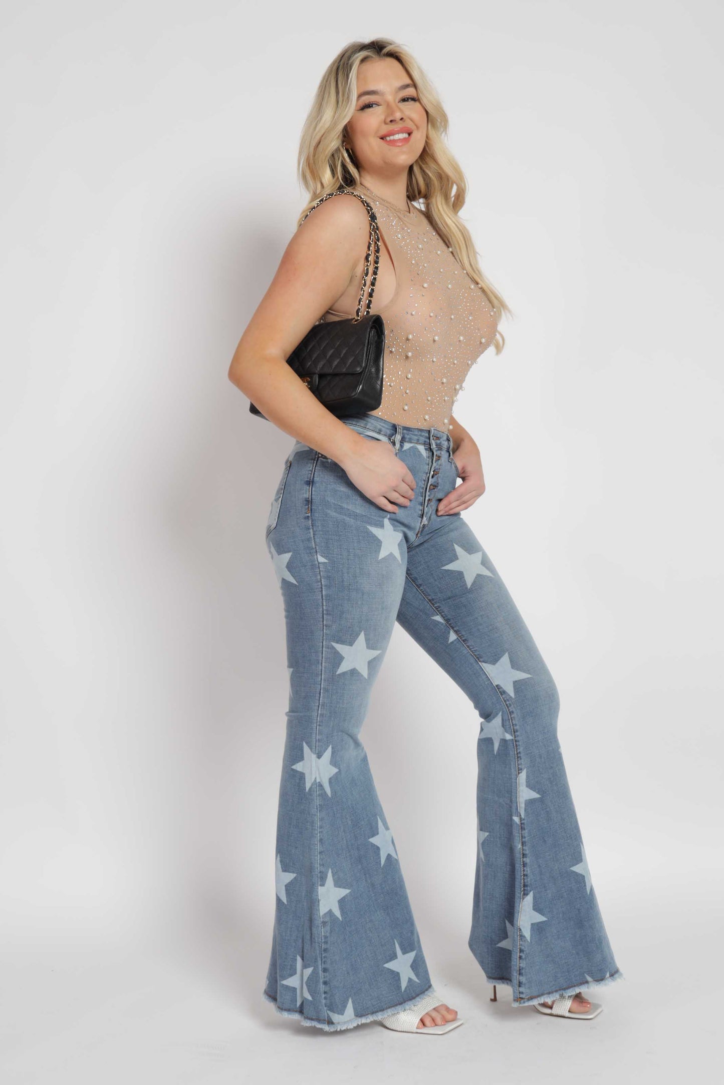 STAR ALL OVER DENIM PANTS