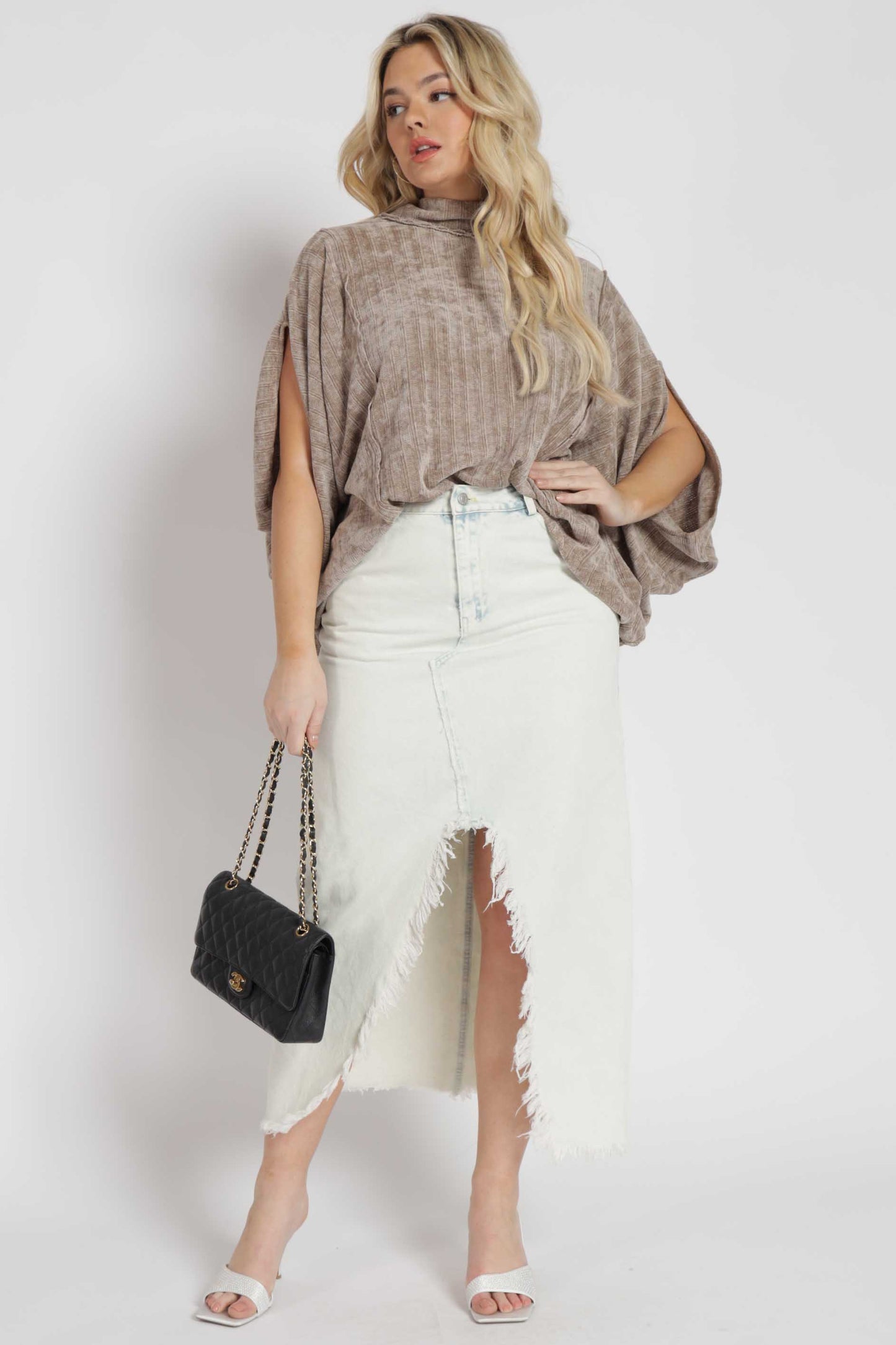 Carsian Denim Slit Skirt