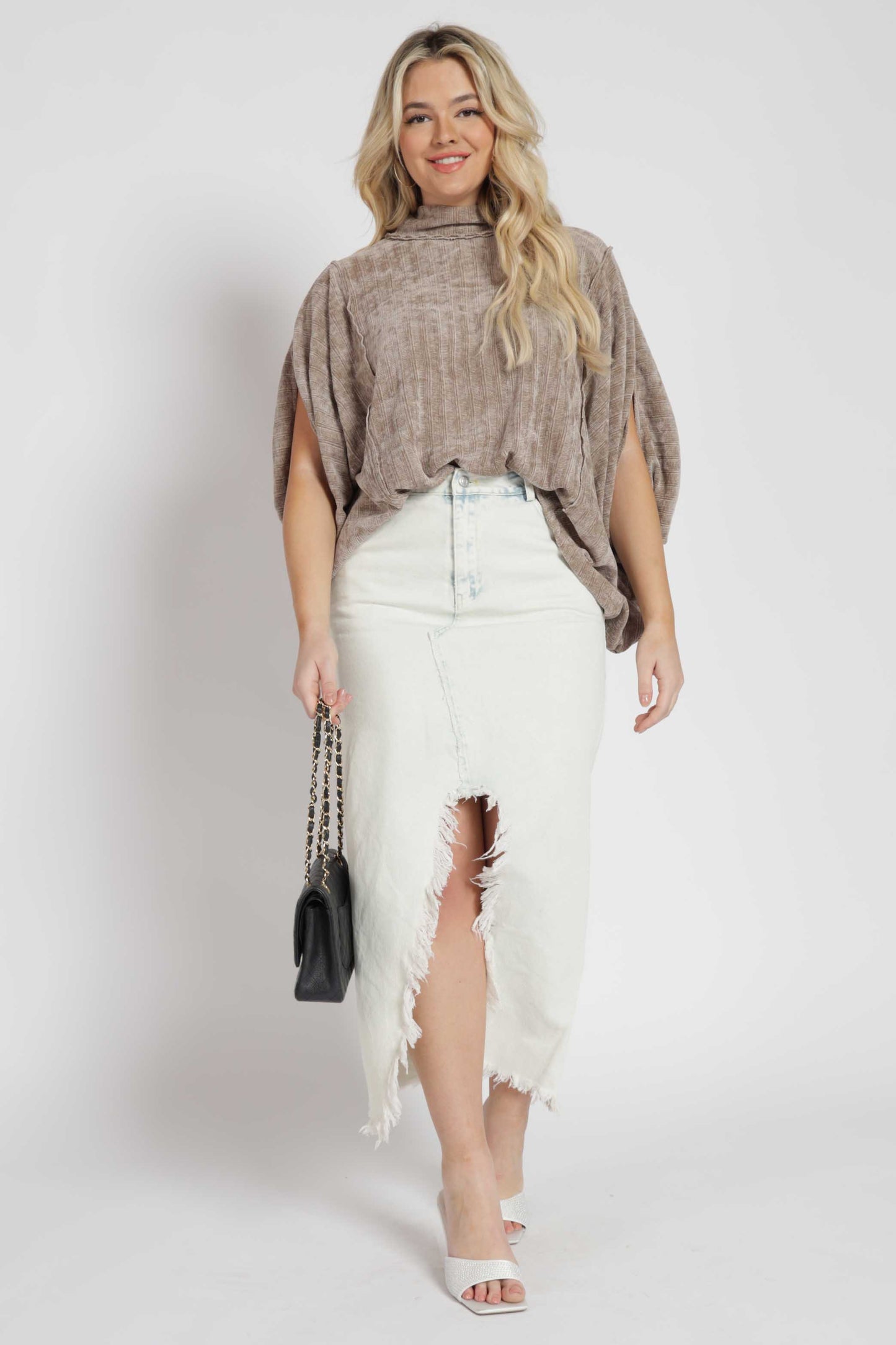 Carsian Denim Slit Skirt