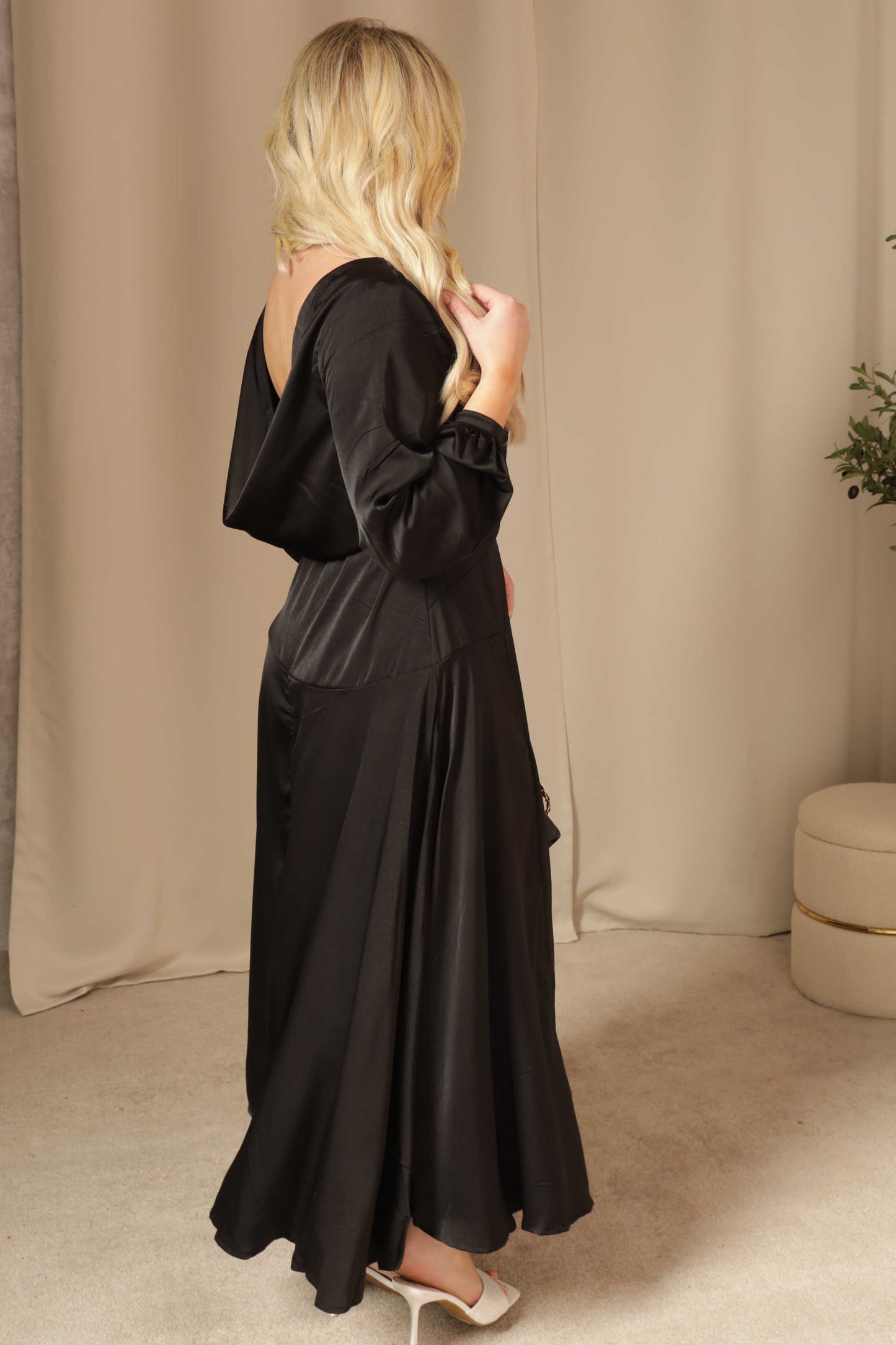 Yuma Satin Wrap Maxi Dress