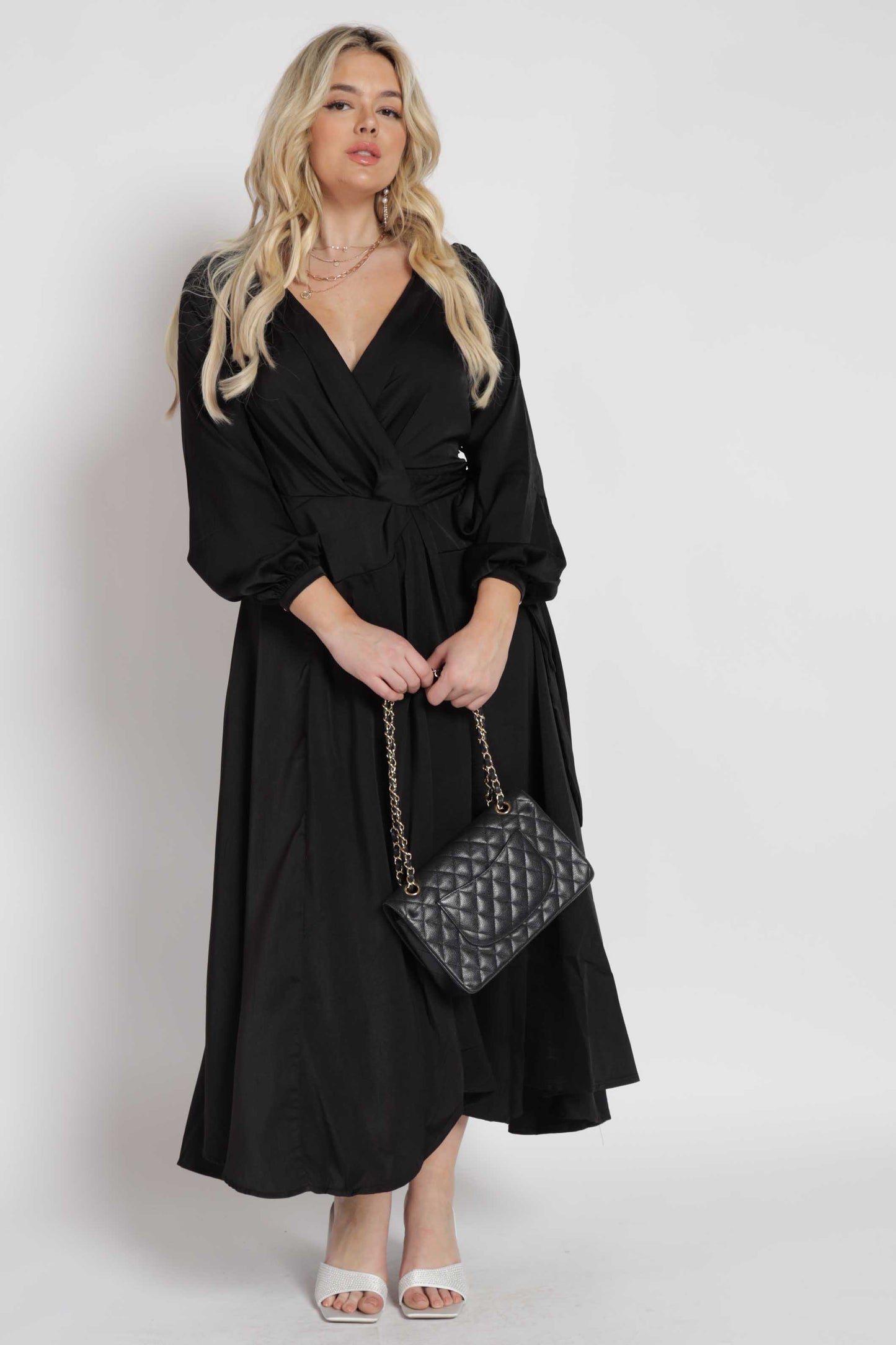 Yuma Satin Wrap Maxi Dress