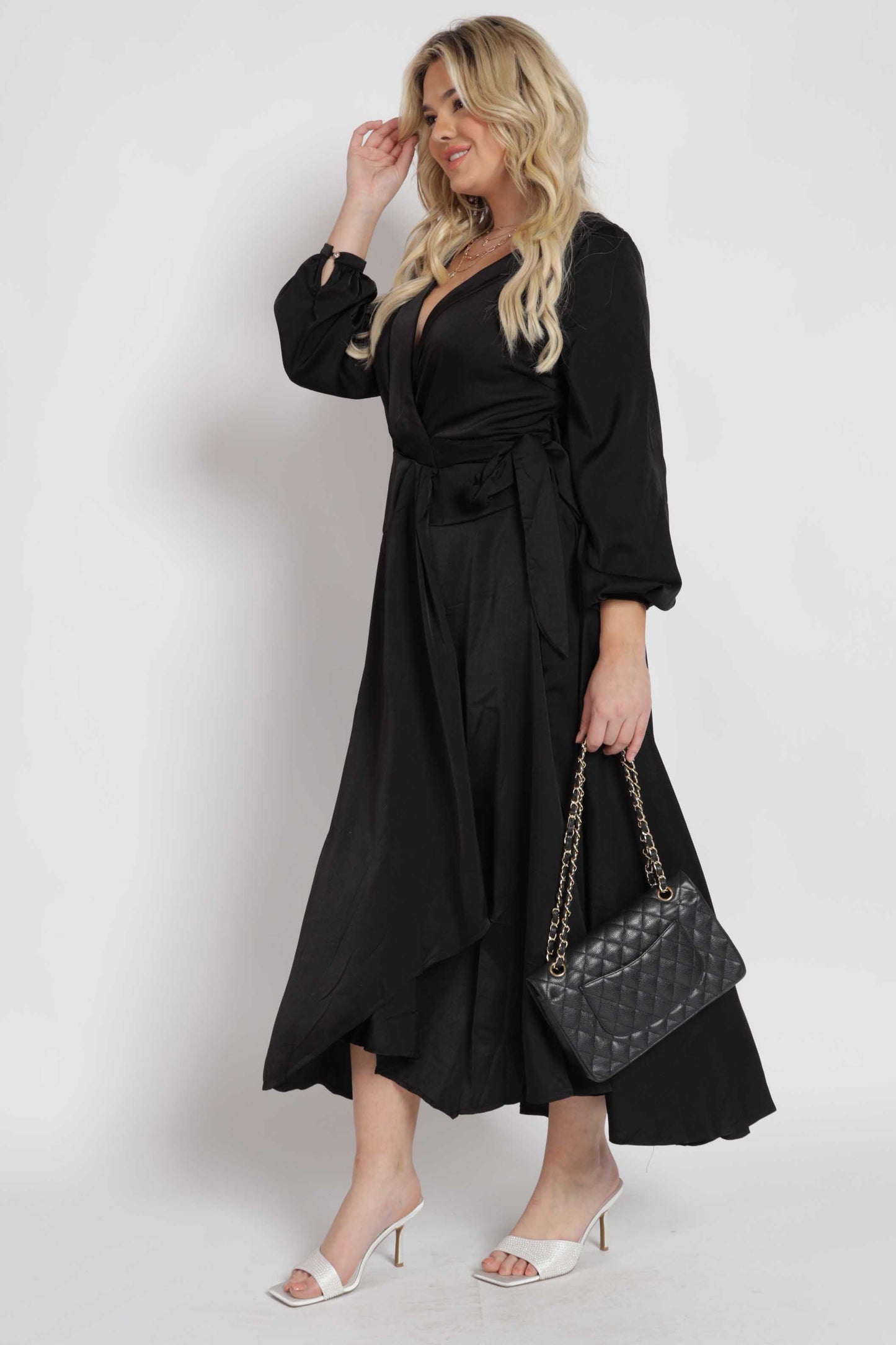 Yuma Satin Wrap Maxi Dress