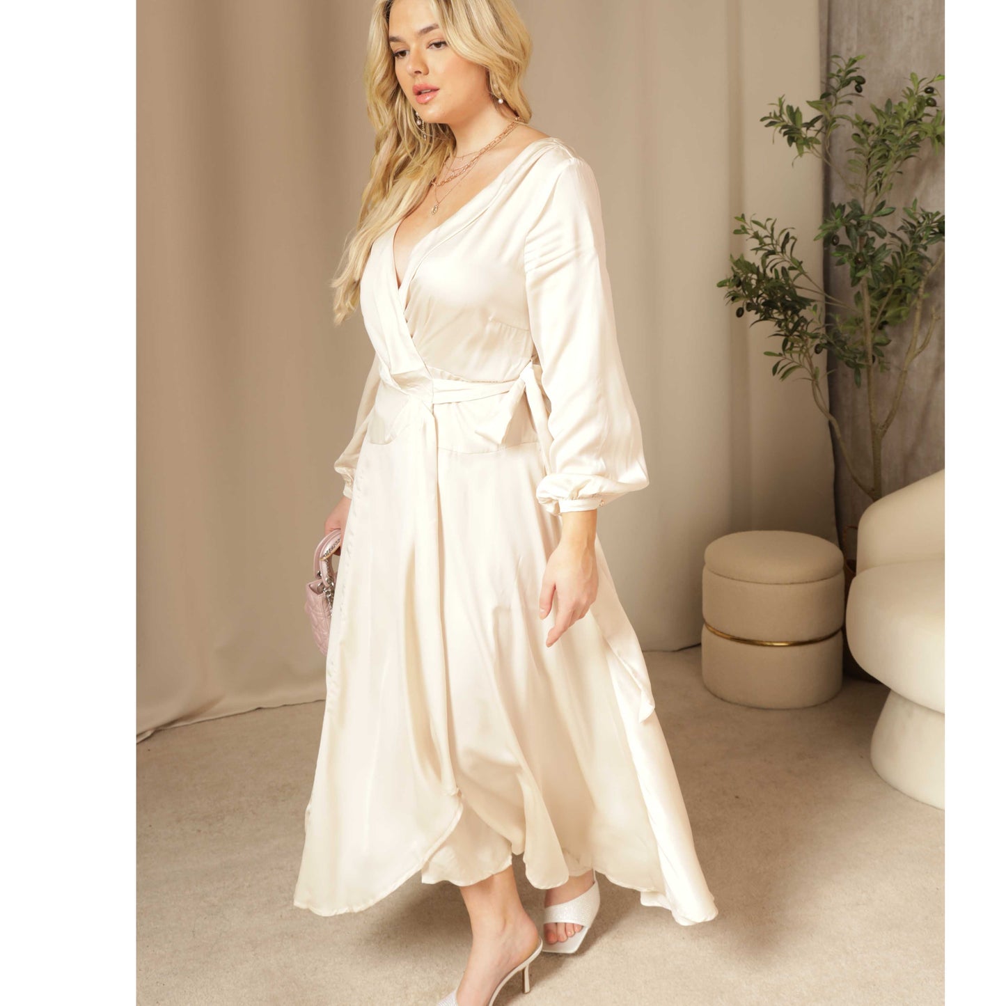 Yuma Satin Wrap Maxi Dress