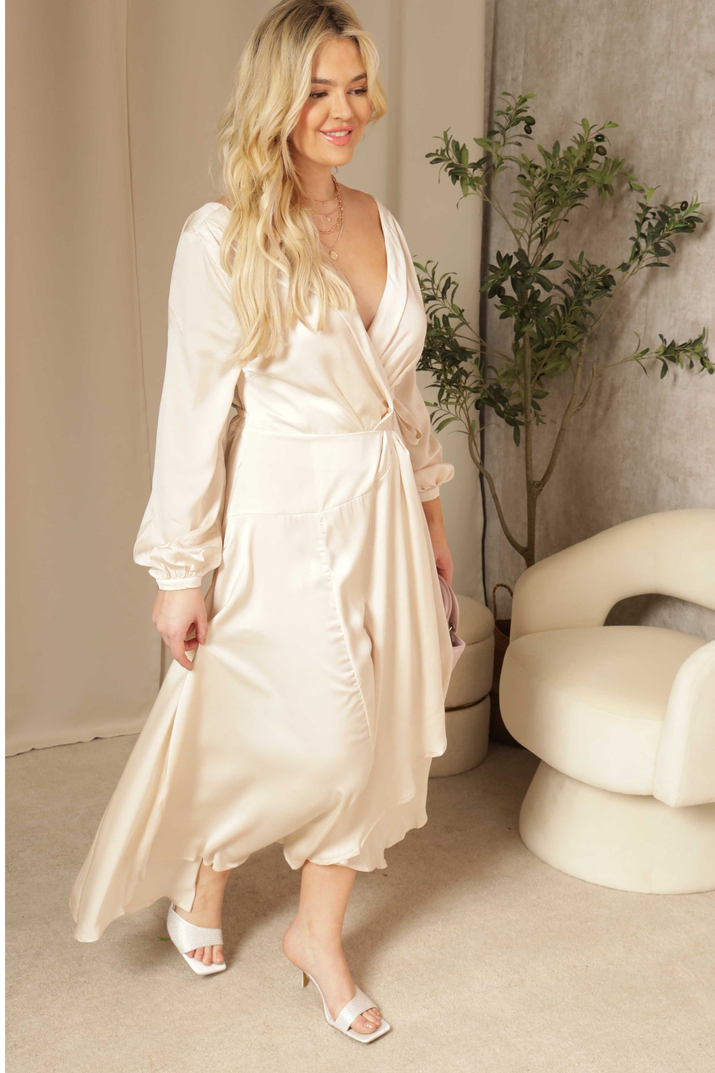 Yuma Satin Wrap Maxi Dress