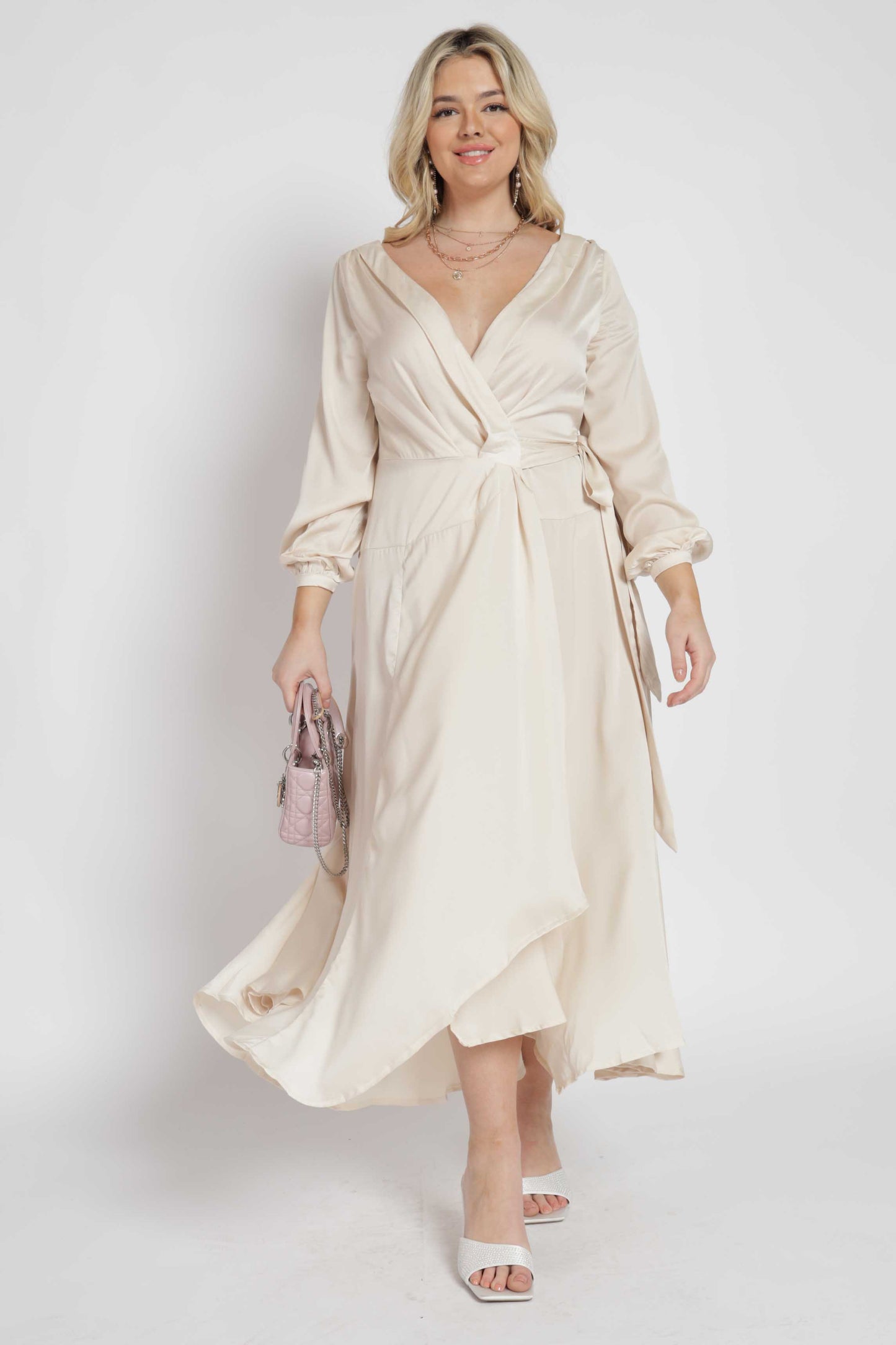 Yuma Satin Wrap Maxi Dress